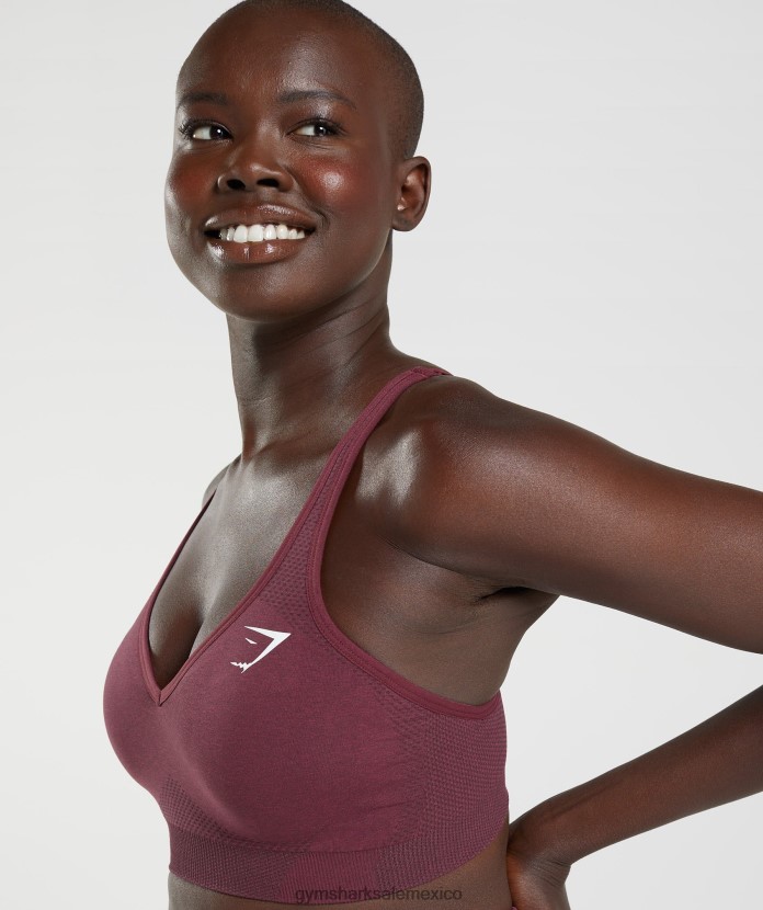 Gymshark sujetador deportivo vital sin costuras con cuello en v 2.0 marga granate al horno mujer 04BZTL207 - Gymshark Mexico