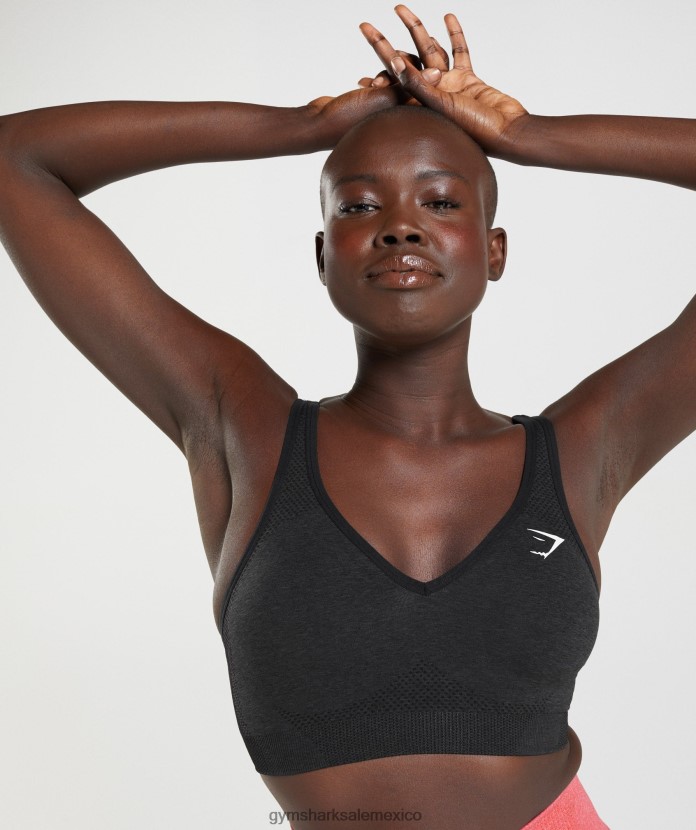 Gymshark sujetador deportivo vital sin costuras con cuello en v 2.0 marga negra mujer 04BZTL152 - Gymshark Mexico