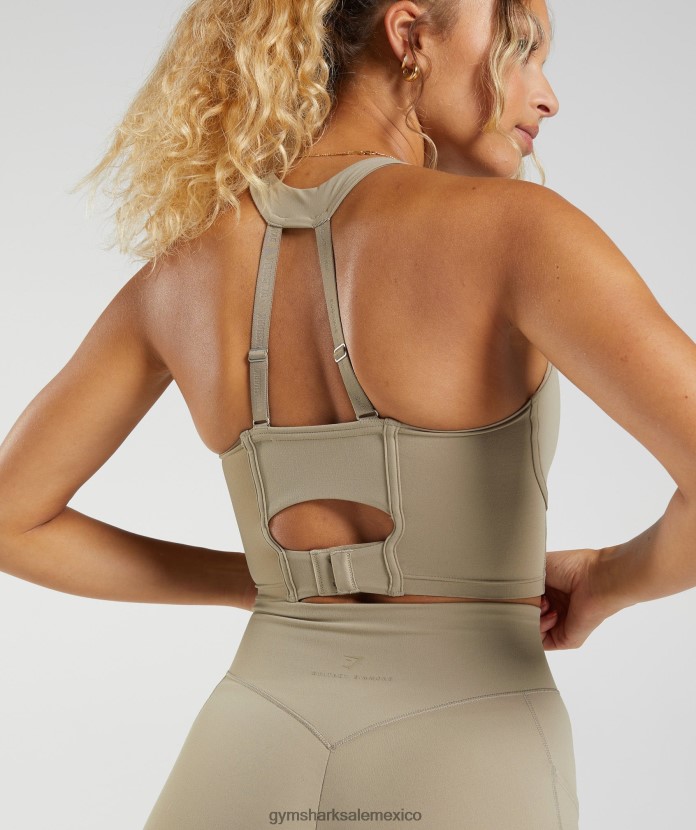 Gymshark sujetador largo whitney cemento marrón mujer 04BZTL229 - Gymshark México