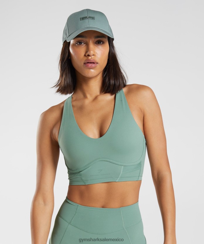 Gymshark sujetador largo whitney hoja verde mujer 04BZTL224 - Gymshark México