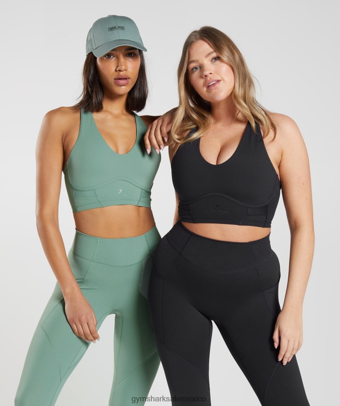 Gymshark sujetador largo whitney hoja verde mujer 04BZTL224 - Gymshark México