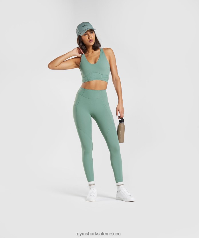 Gymshark sujetador largo whitney hoja verde mujer 04BZTL224 - Gymshark México
