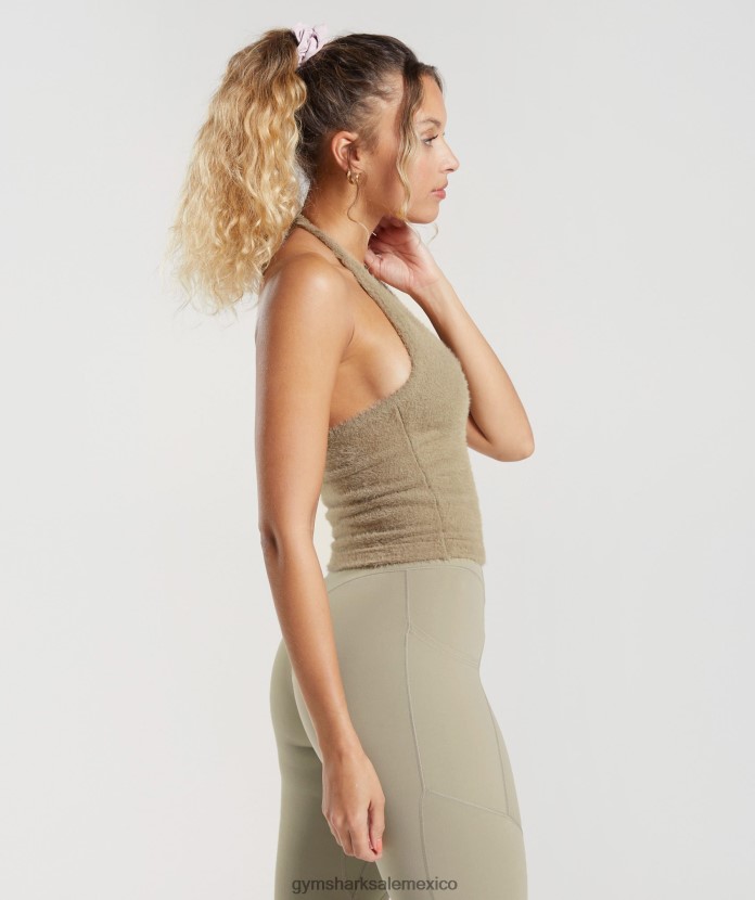 Gymshark Top midi con cuello halter de punto Whitney cemento marrón mujer 04BZTL444 - Gymshark Hombre