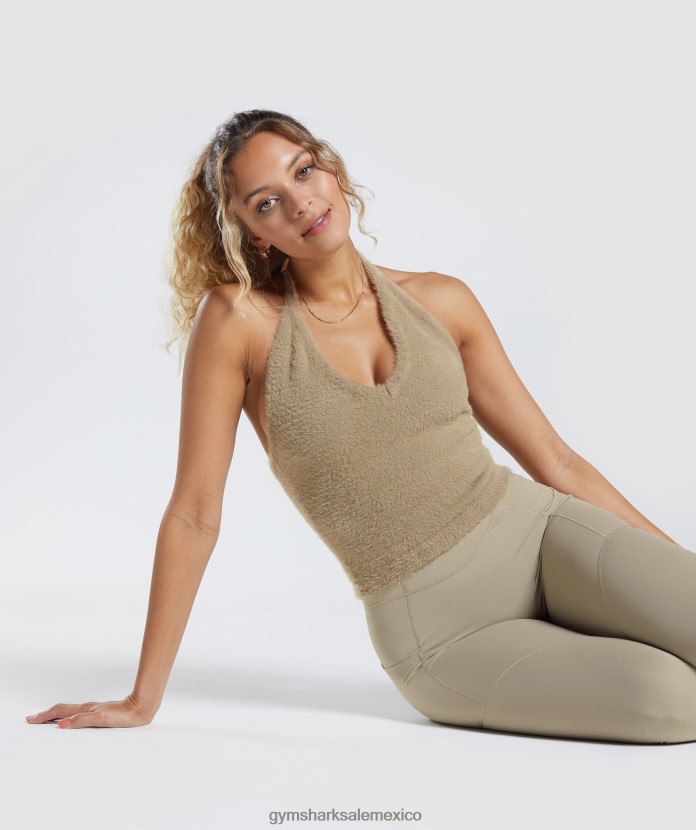 Gymshark Top midi con cuello halter de punto Whitney cemento marrón mujer 04BZTL444 - Gymshark Hombre