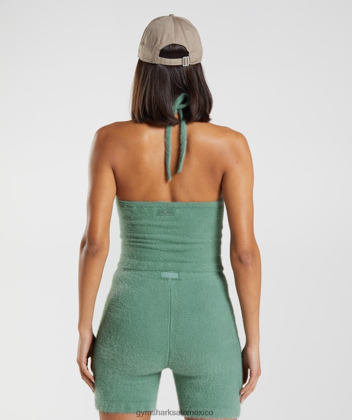 Gymshark Top midi con cuello halter de punto Whitney hoja verde mujer 04BZTL443 - Gymshark México