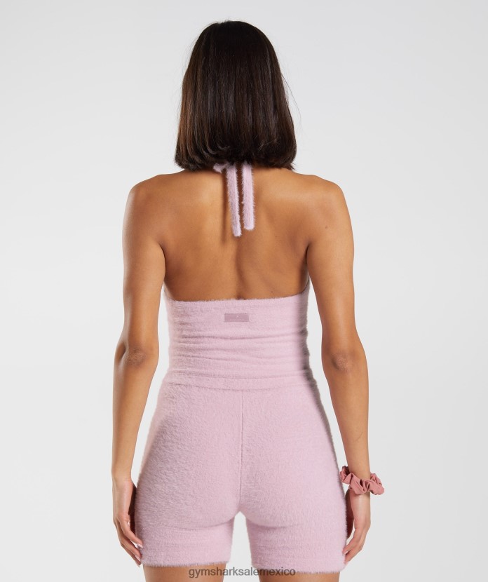 Gymshark Top midi con cuello halter de punto Whitney rosa pétalo prensado mujer 04BZTL464 - Gymshark Hombre