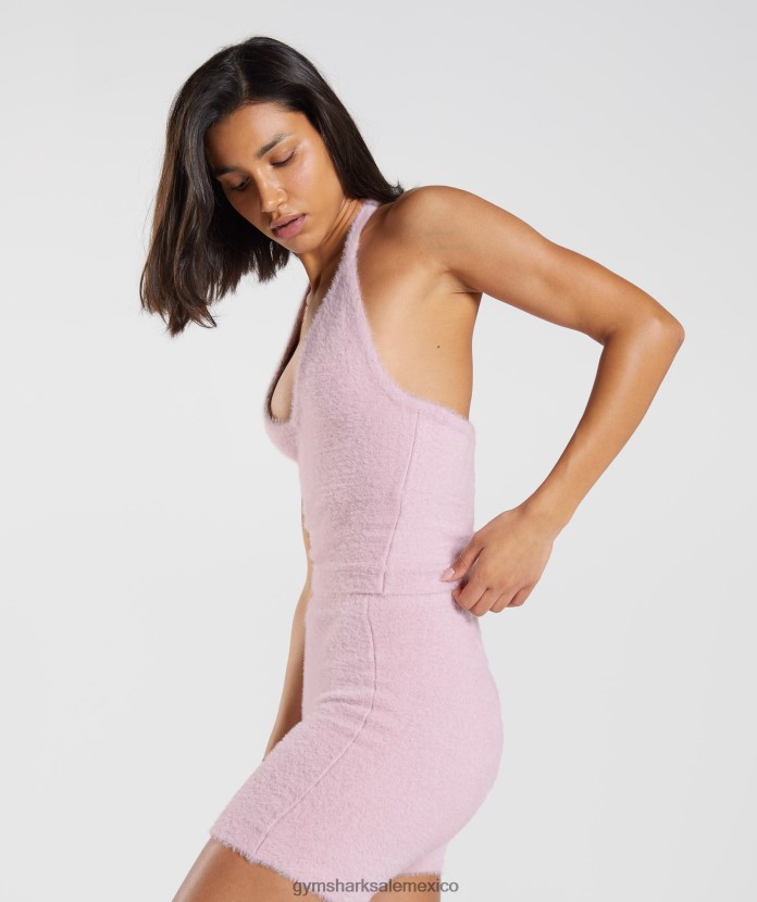 Gymshark Top midi con cuello halter de punto Whitney rosa pétalo prensado mujer 04BZTL464 - Gymshark Hombre
