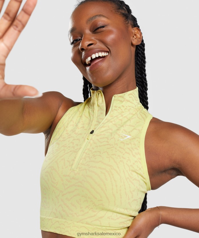 Gymshark adapt animal crop sin costuras 1/2 cremallera luciérnaga amarilla mujer 04BZTL469 - Gymshark Hombre