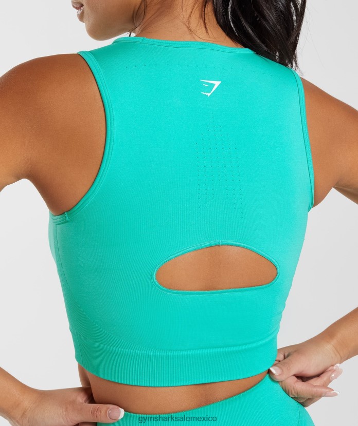 Gymshark camiseta sin mangas midi sin costuras paraíso azul mujer 04BZTL473 - Gymshark México