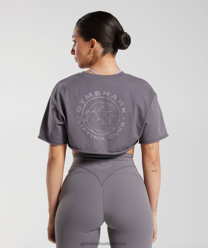 Gymshark top con hombros descubiertos Legacy gris titanio mujer 04BZTL494 - Gymshark México
