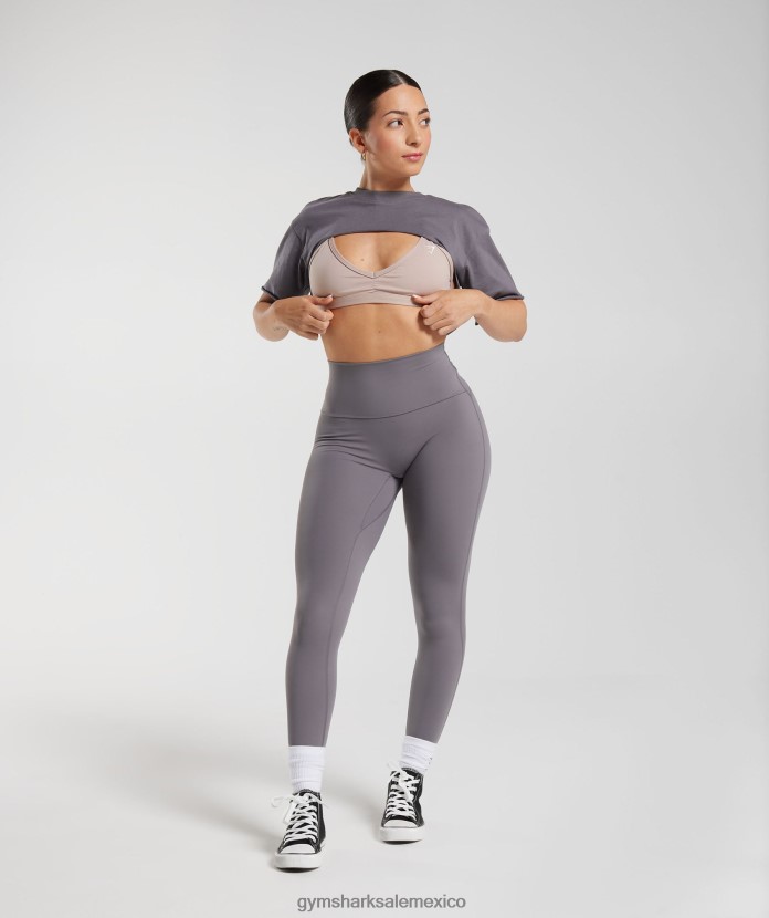 Gymshark top con hombros descubiertos Legacy gris titanio mujer 04BZTL494 - Gymshark México