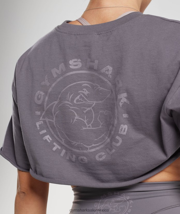 Gymshark top con hombros descubiertos Legacy gris titanio mujer 04BZTL494 - Gymshark México