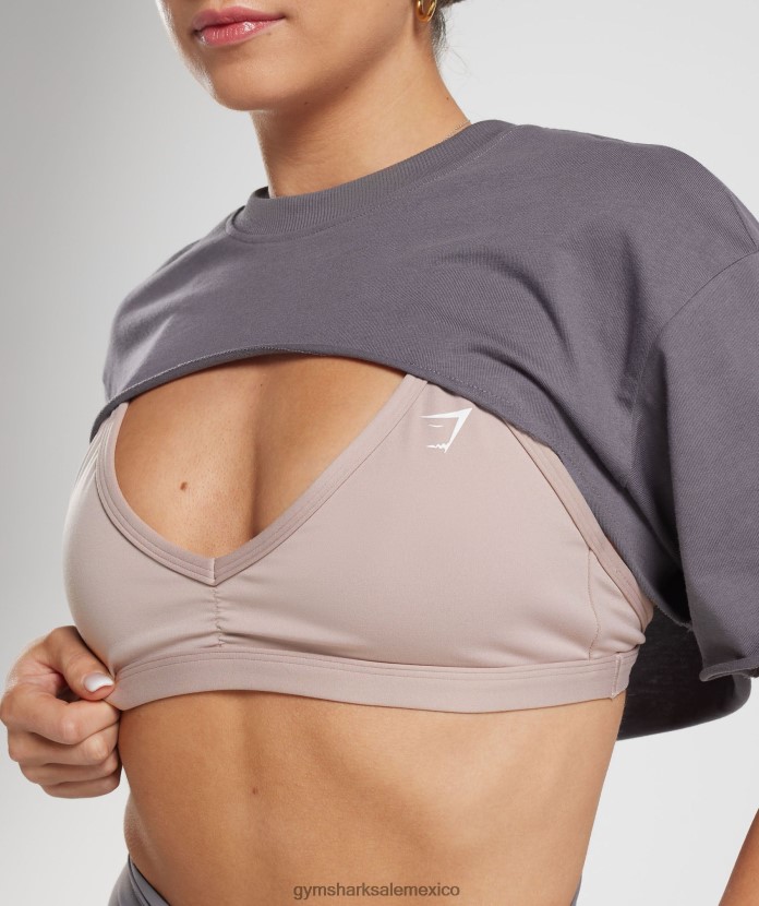 Gymshark top con hombros descubiertos Legacy gris titanio mujer 04BZTL494 - Gymshark México