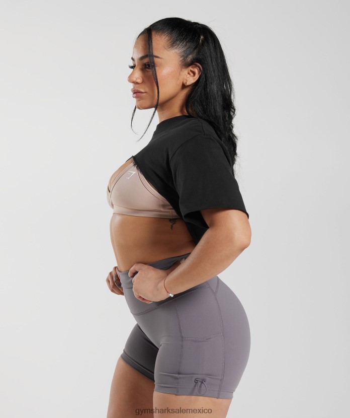 Gymshark top con hombros descubiertos Legacy negro mujer 04BZTL496 - Gymshark Mujer