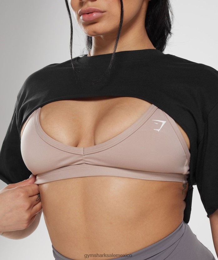Gymshark top con hombros descubiertos Legacy negro mujer 04BZTL496 - Gymshark Mujer