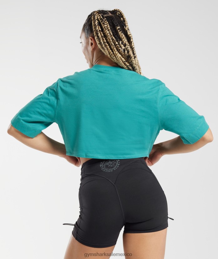 Gymshark top corto de algodón joya verde mujer 04BZTL450 - Gymshark Mujer