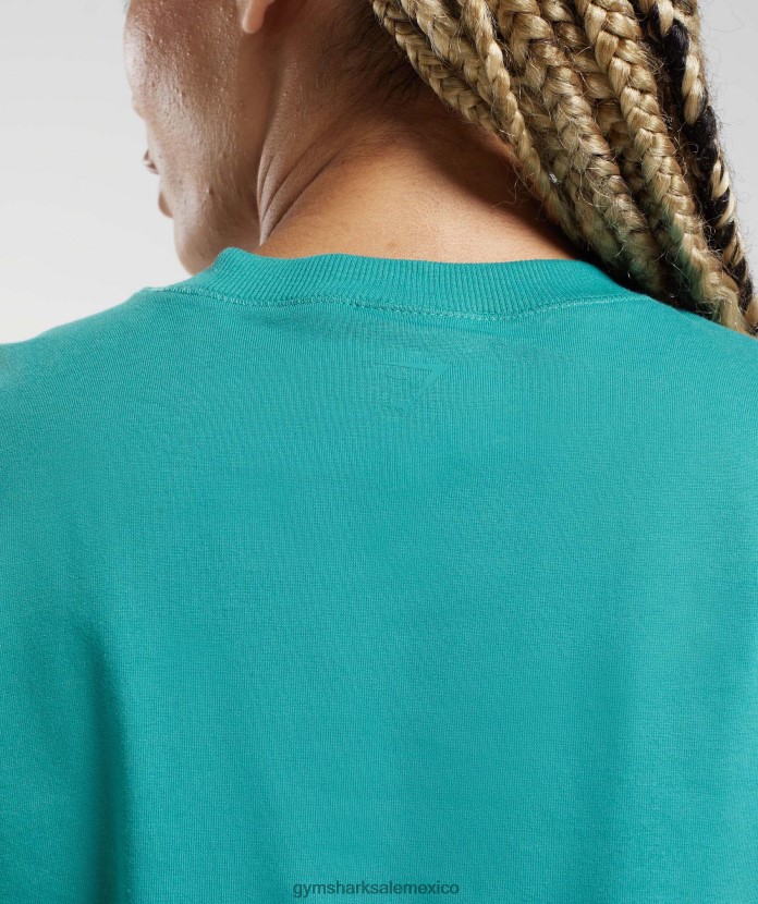 Gymshark top corto de algodón joya verde mujer 04BZTL450 - Gymshark Mujer