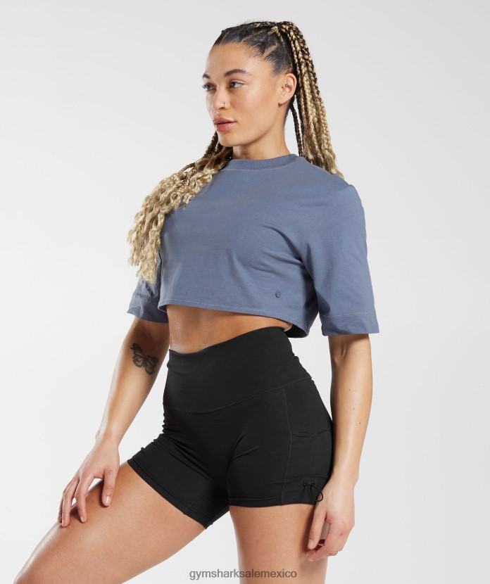 Gymshark top corto de algodón noche azul mujer 04BZTL455 - Gymshark Mujer
