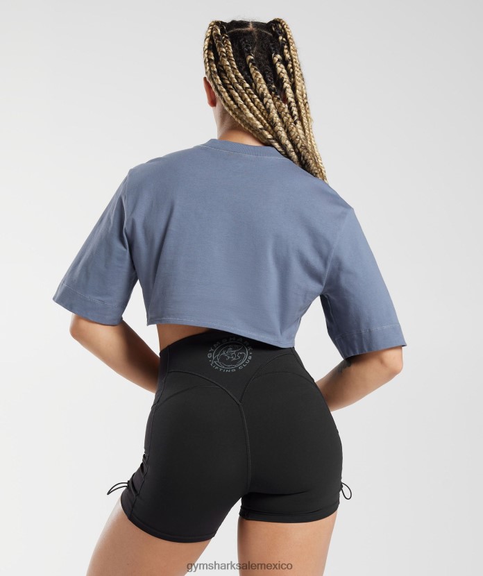 Gymshark top corto de algodón noche azul mujer 04BZTL455 - Gymshark Mujer