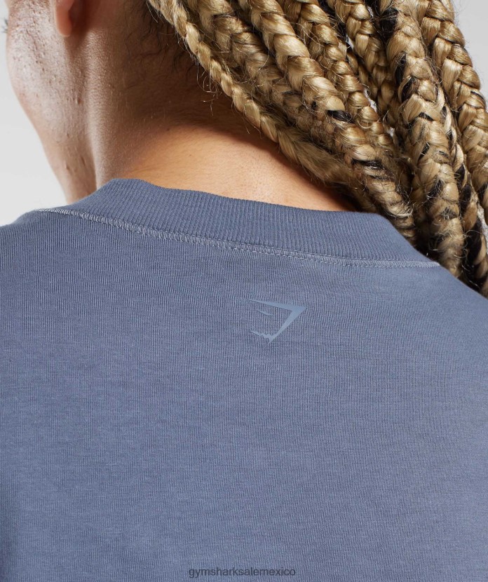 Gymshark top corto de algodón noche azul mujer 04BZTL455 - Gymshark Mujer