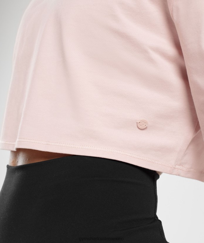 Gymshark top corto de algodón rosa brumoso mujer 04BZTL463 - Gymshark México