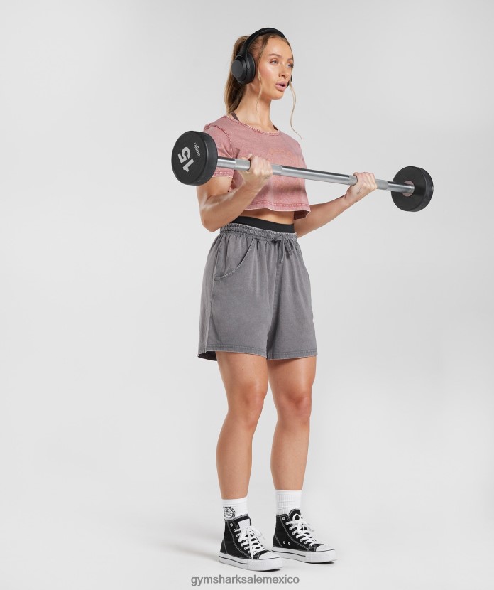 Gymshark top corto heredado rosa terracota/lavado ácido mujer 04BZTL502 - Gymshark Mexico