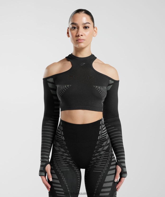 Gymshark top corto ilimitado negro/gris claro mujer 04BZTL501 - Gymshark Mujer