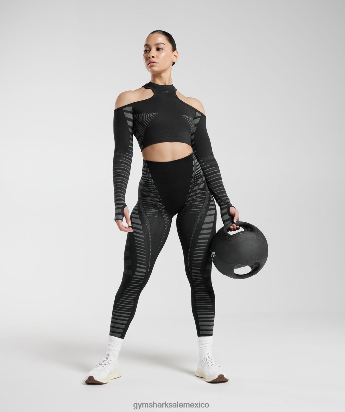 Gymshark top corto ilimitado negro/gris claro mujer 04BZTL501 - Gymshark Mujer