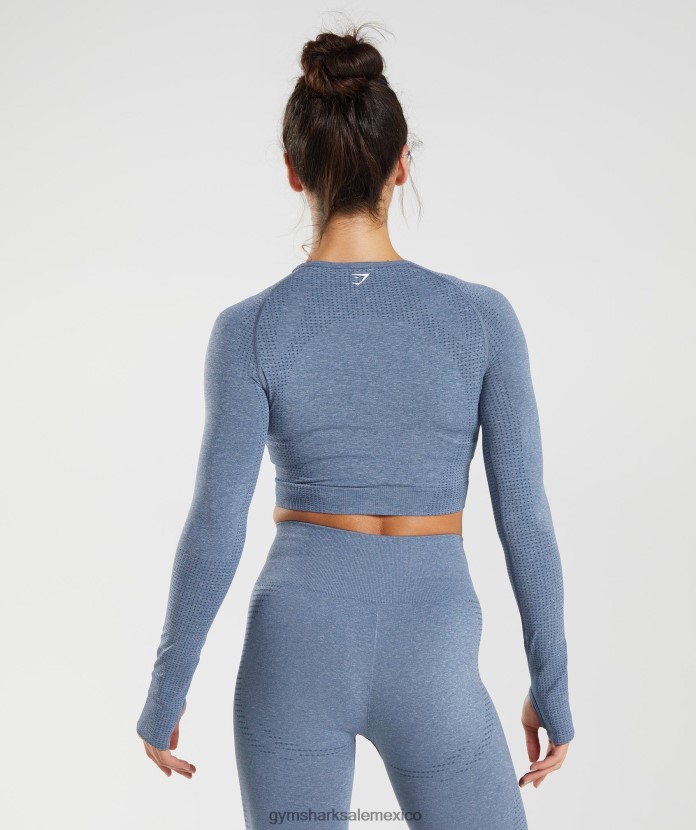 Gymshark top corto vital sin costuras 2.0 marga azul de la tarde mujer 04BZTL468 - Gymshark México