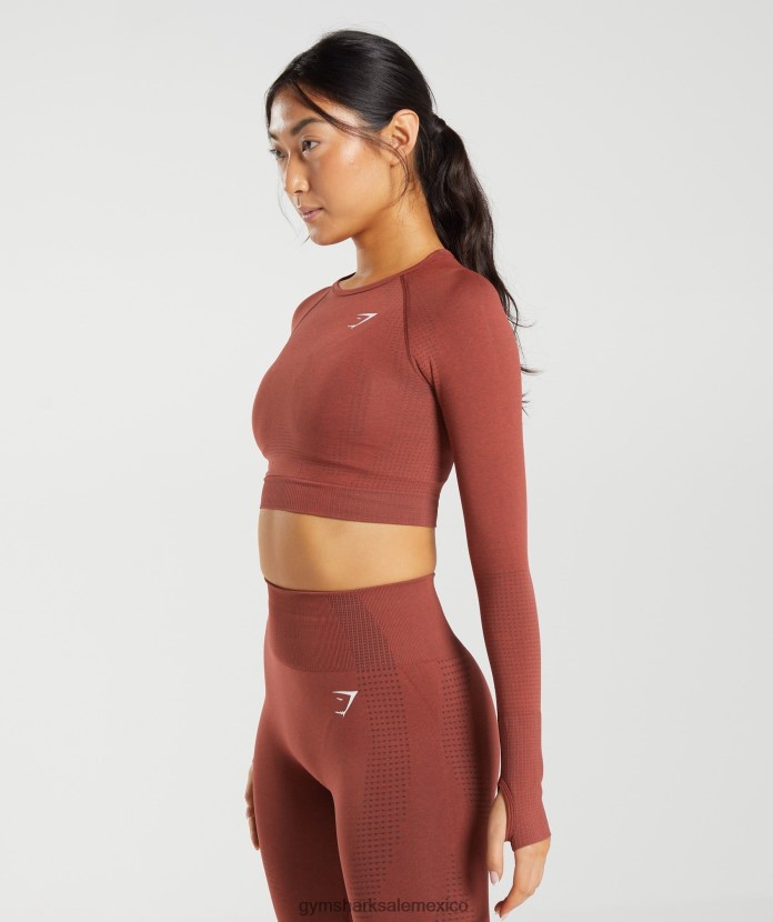 Gymshark top corto vital sin costuras 2.0 marga rojo ladrillo mujer 04BZTL460 - Gymshark Mujer