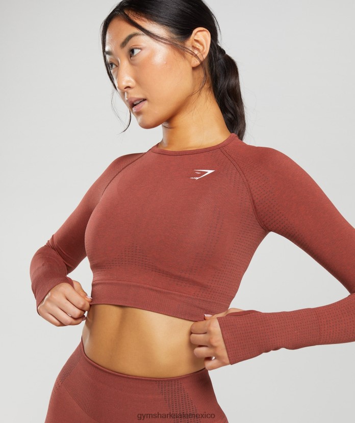 Gymshark top corto vital sin costuras 2.0 marga rojo ladrillo mujer 04BZTL460 - Gymshark Mujer