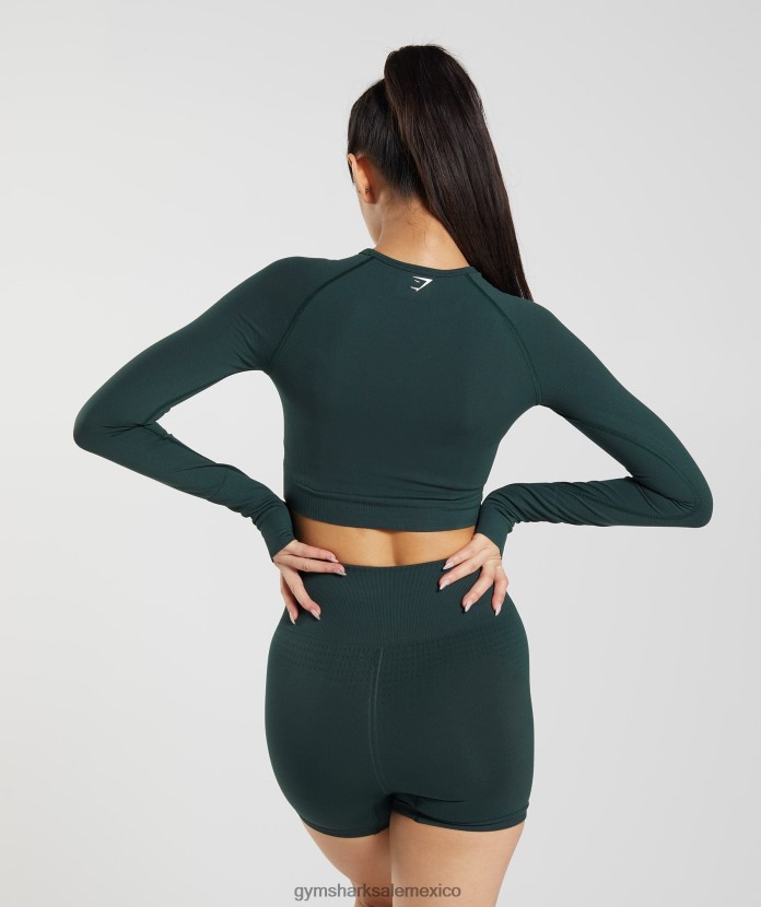 Gymshark top corto vital sin costuras 2.0 marga verde bosque mujer 04BZTL480 - Gymshark Mujer