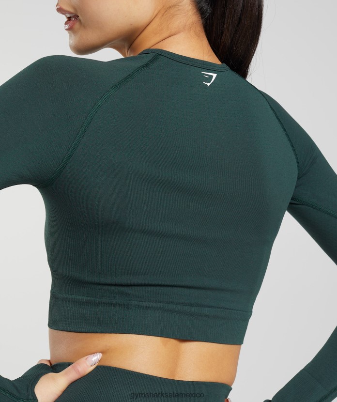 Gymshark top corto vital sin costuras 2.0 marga verde bosque mujer 04BZTL480 - Gymshark Mujer