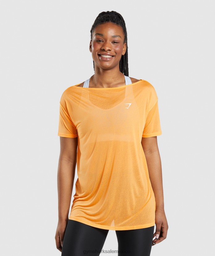 Gymshark top de entrenamiento de gran tamaño naranja albaricoque mujer 04BZTL483 - Gymshark Sale