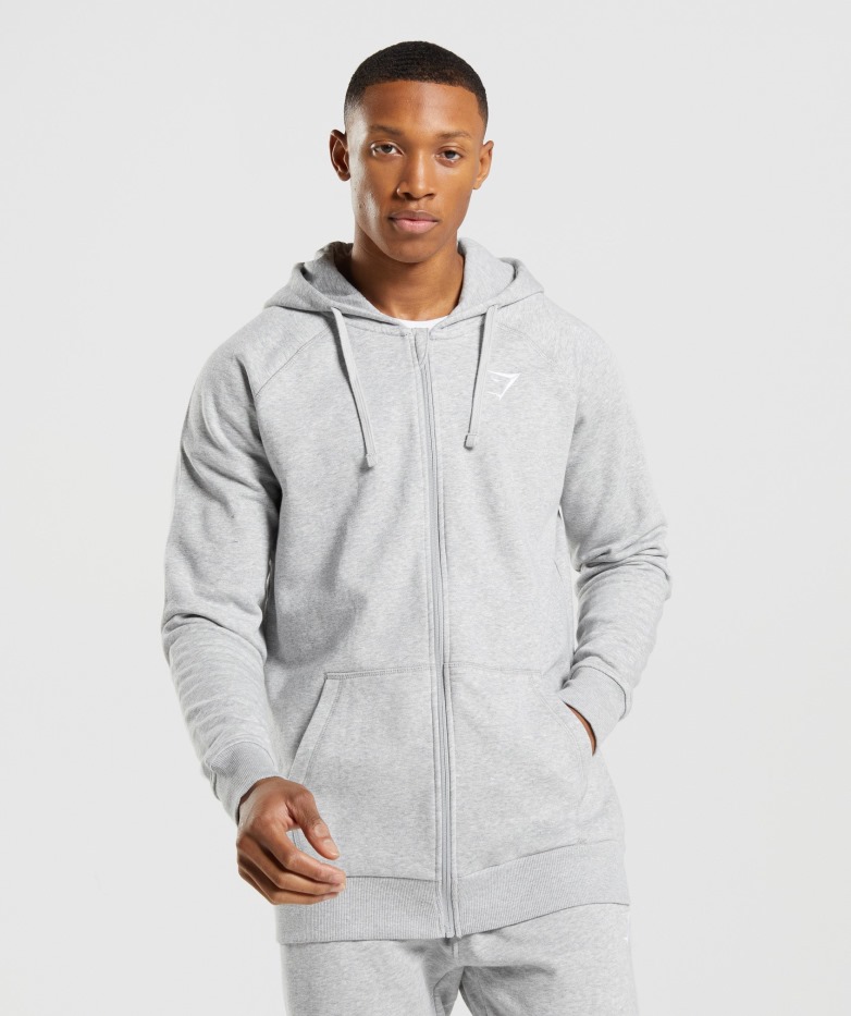 Sudadera Con Capucha Y Cremallera Crest Gris Claro Core Marl Gymshark